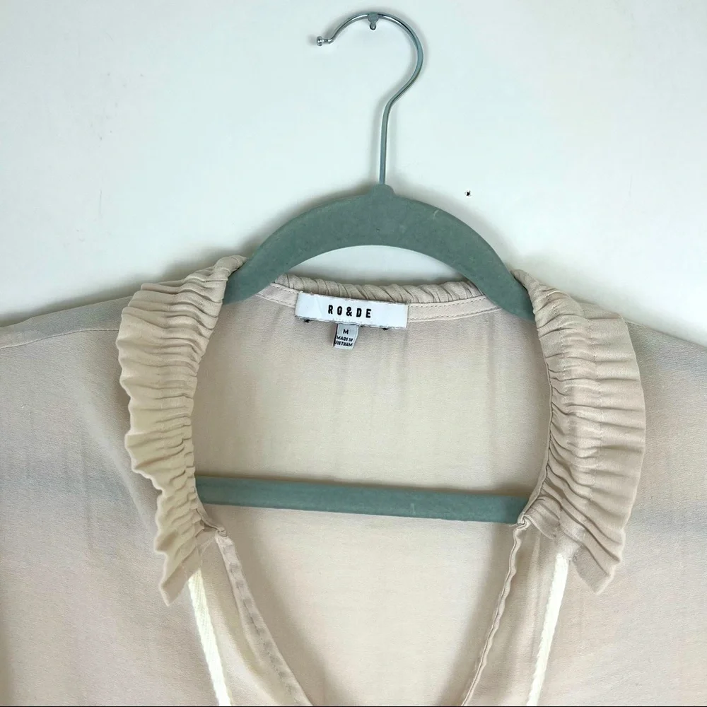 EUC RO&DE short sleeve tunic blouse in ivory cream ruffled neck peplum h… - Picture 7 of 11